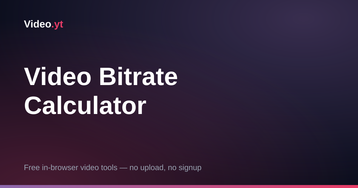 Video Bitrate Calculator — Target Mbps by Resolution and Codec