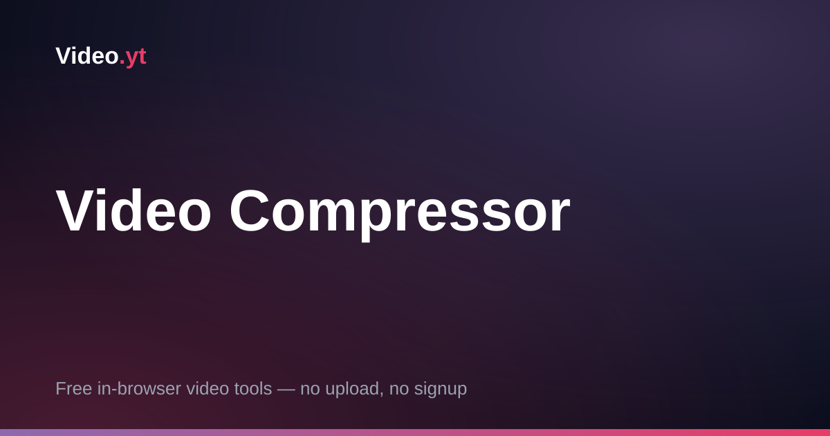 Video Compressor — Target Size or CRF Quality, Browser-Only